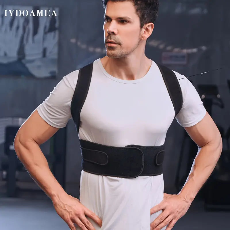 IYDoaMea Back Support Brace with Posture Corrector & Ergonomic Design - Adjustable Hook-and-Loop